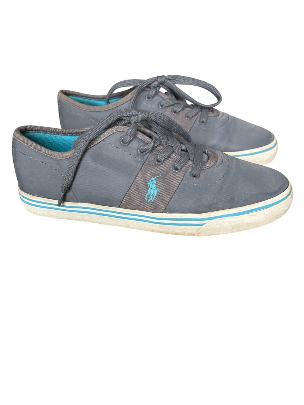 Polo Ralph Lauren Men's Zadok Gray & Teal Sneakers Size 9